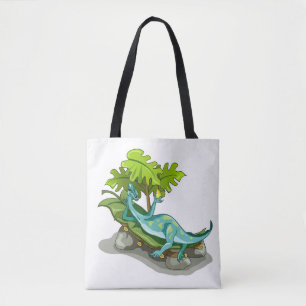 Tote Bag Illustration D'Un Bain De Soleil Iguanodon.