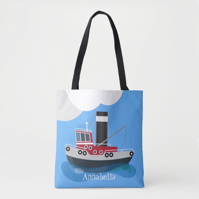 Tote Bag Illustration d'un bateau à chalutier mignon (Devant)
