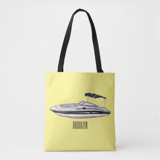 Tote Bag Illustration d'un bateau à moteur (Devant)