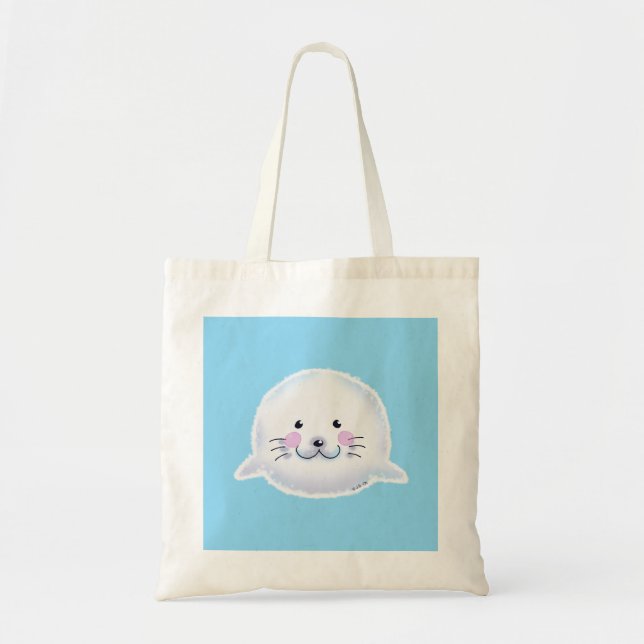 Tote Bag Illustration d'un bébé phoque mignon et duveteux (Devant)