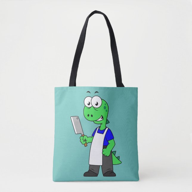 Tote Bag Illustration D'Un Boucher Rex Tyrannosaurus. (Devant)