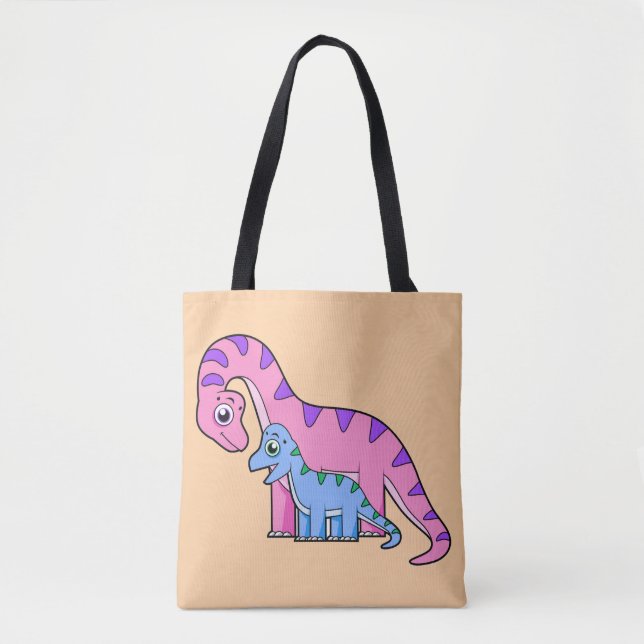 Tote Bag Illustration D'Un Brachiosaurus Mère Et Enfant. (Devant)