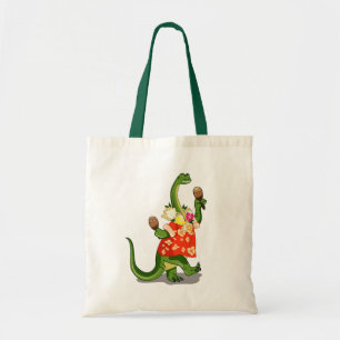 Tote Bag Illustration D'Un Brontosaurus Jouant À Maracas.