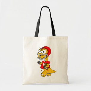 Tote Bag Illustration D'Un Brontosaurus Jouant Au Football.