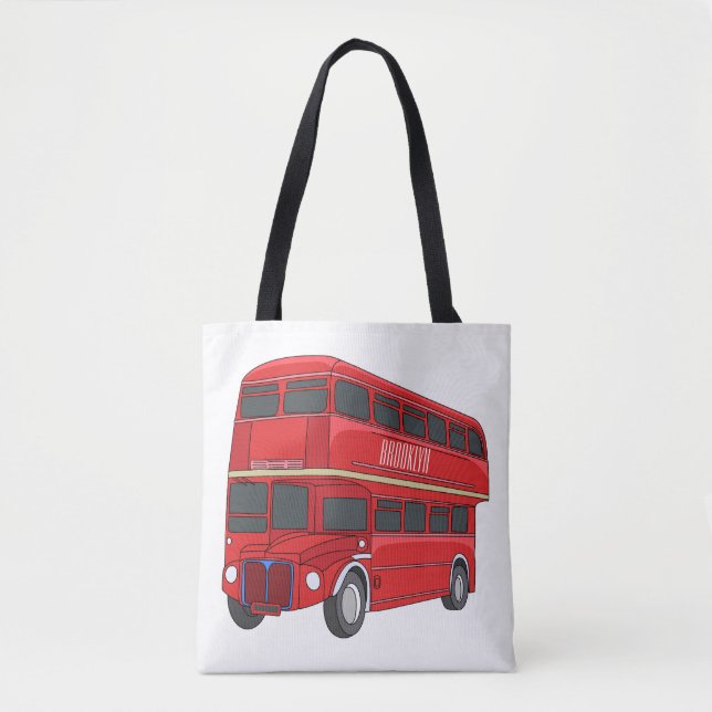 Tote Bag Illustration d'un bus à deux étages (Devant)