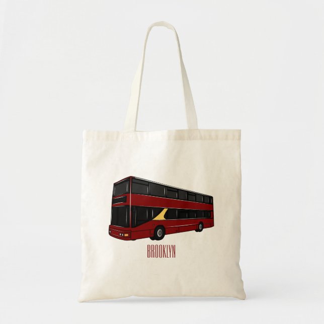 Tote Bag Illustration d'un bus à deux étages (Devant)