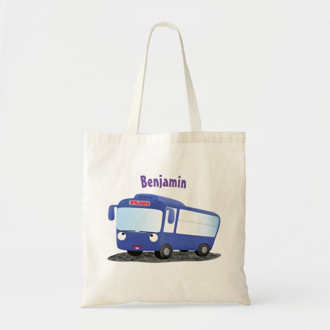 Tote Bag Illustration d'un bus moderne bleu mignon (Devant)