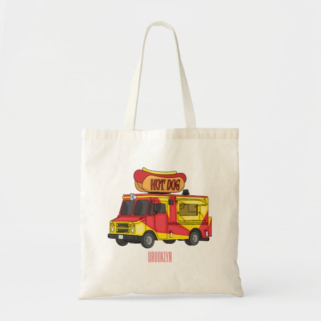 Tote Bag Illustration d'un camion de nourriture pour chien  (Devant)