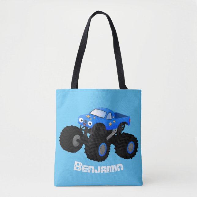 Tote Bag Illustration d'un camion monstre bleu mou (Devant)