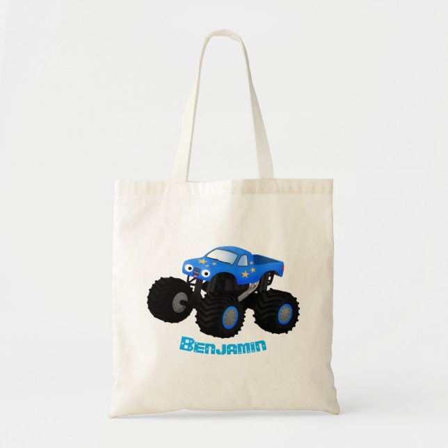 Tote Bag Illustration d'un camion monstre bleu mou (Devant)