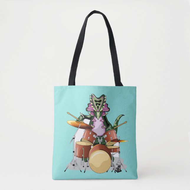 Tote Bag Illustration D'Un Chasmosaurus Jouant Aux Tambours (Devant)