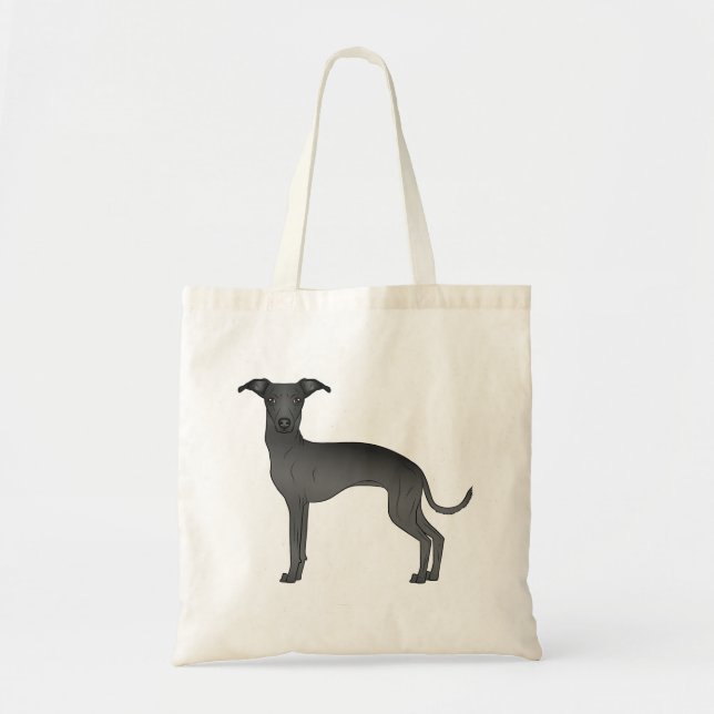 Tote Bag Illustration d'un chien caricaturé noir italien Gr (Devant)