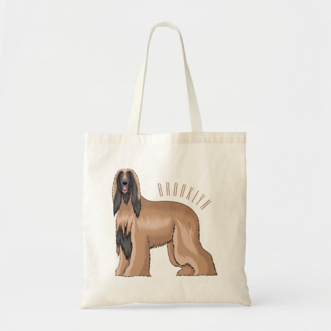Tote Bag Illustration d'un chien hound afghan (Devant)