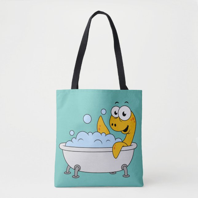 Tote Bag Illustration D'Un Monstre De Loch Ness De Bain. (Devant)