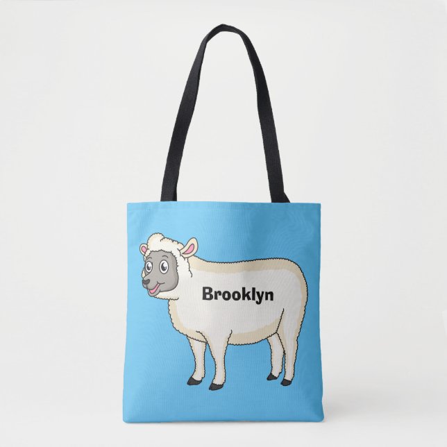 Tote Bag Illustration d'un mouton joyeux (Devant)