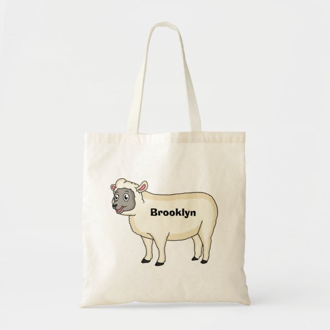 Tote Bag Illustration d'un mouton joyeux (Devant)