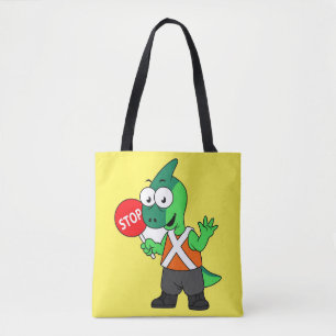Tote Bag Illustration D'Un Parasaurolophus Traffic Enforcer