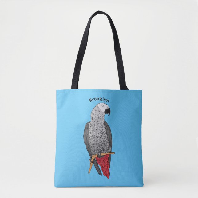 Tote Bag Illustration d'un perroquet gris en Afrique (Devant)