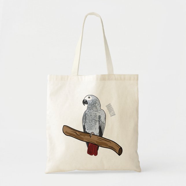 Tote Bag Illustration d'un perroquet gris en Afrique (Devant)