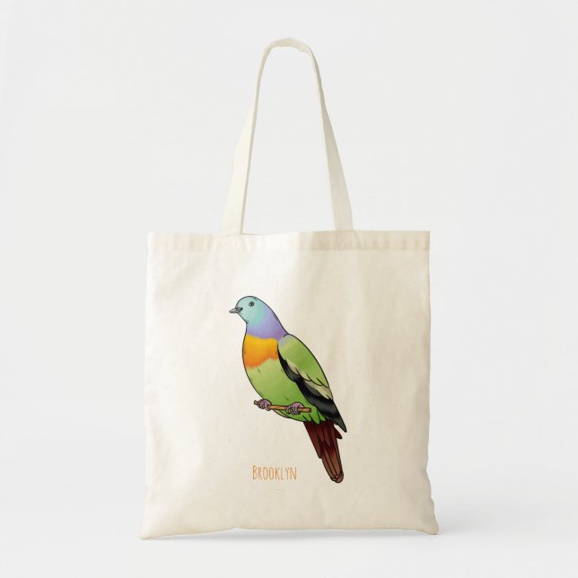 Tote Bag Illustration d'un pigeon à cou rose (Devant)
