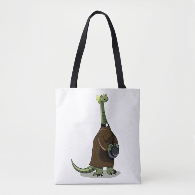 Tote Bag Illustration D'Un Plateosaure Habillé Comme Prêtre (Devant)