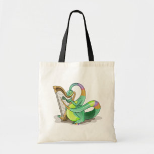 Tote Bag Illustration D'Un Plateosaure Jouant De La Harpe.