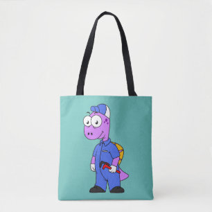 Tote Bag Illustration D'Un Plomber Spinosaurus.