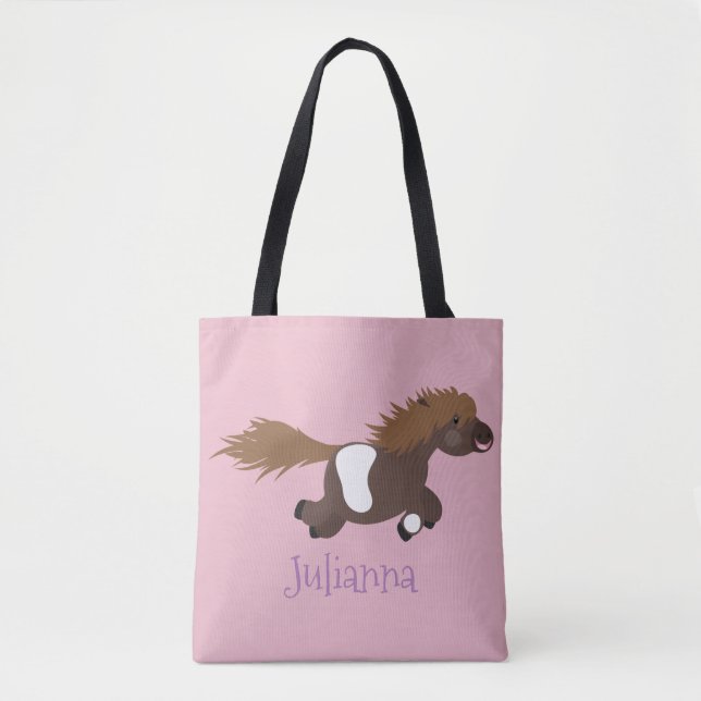 Tote Bag Illustration d'un poney de Shetland mignon (Devant)
