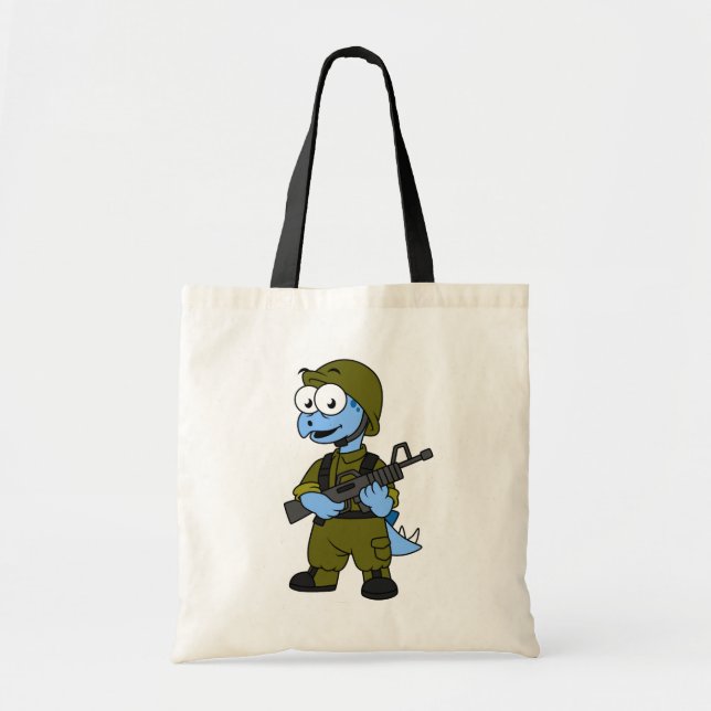 Tote Bag Illustration D'Un Soldat De Stegosaurus. (Devant)