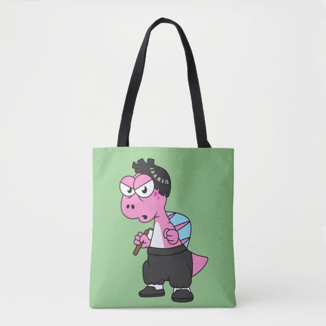 Tote Bag Illustration D'Un Spinosaurus Bruce Lee. (Devant)