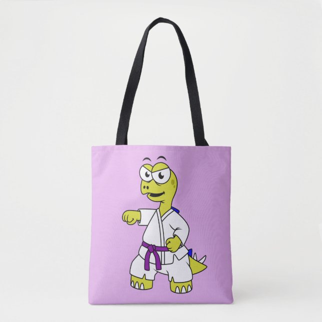 Tote Bag Illustration D'Un Stégosaurus Pratiquant Le Karaté (Devant)
