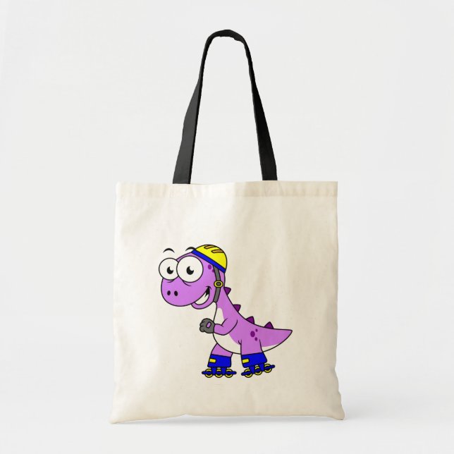 Tote Bag Illustration D'Un Tyrannosaurus Rex De Patinage. (Devant)
