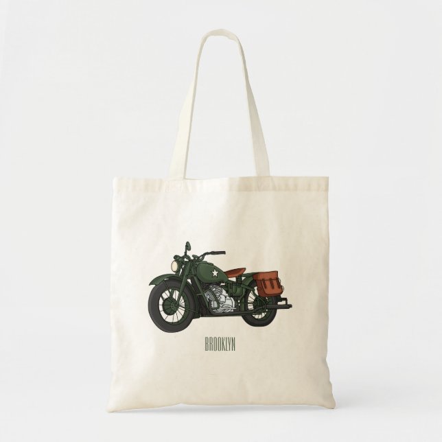 Tote Bag Illustration d'une moto de croiseur militaire (Devant)