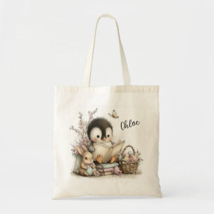 Tote Bag Illustration d'une scène de lecture de manchot ado