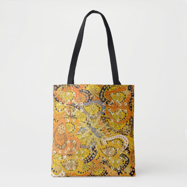 Tote Bag Illustration en jaune, orange et marron. I (Devant)