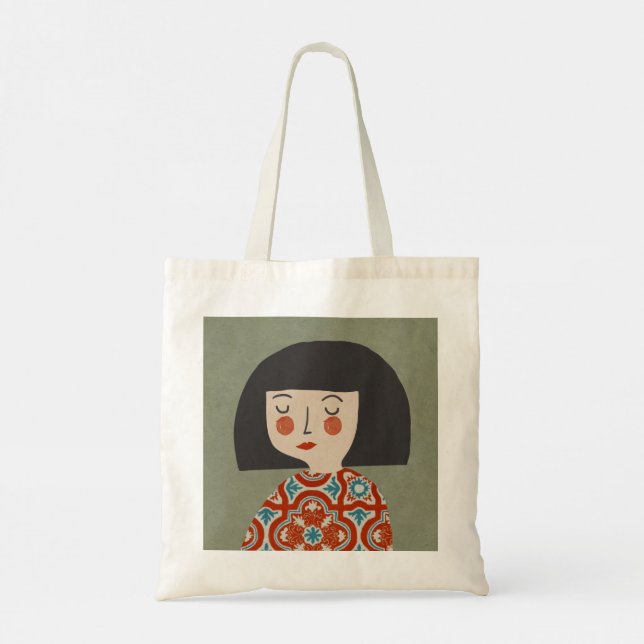 Tote Bag Illustration féminine graphique mignon (Dos)