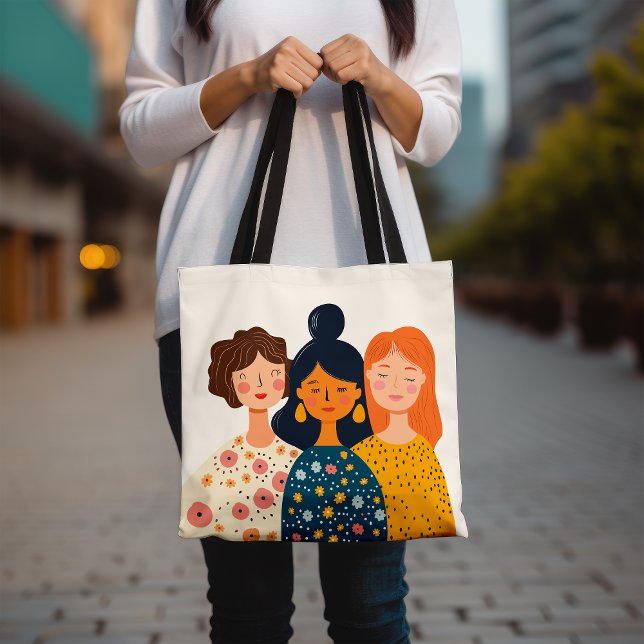 Tote Bag Illustration Femmes Amis Art Graphisme tendance (Créateur téléchargé)