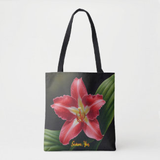 Tote Bag Illustration Florale de Luxe - Lys Rouge Exotique
