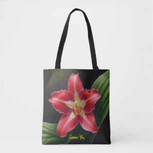 Tote Bag Illustration florale de luxe - Lys rouge exotique