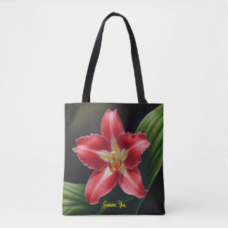 Tote Bag Illustration florale de luxe - Lys rouge exotique