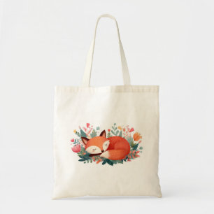 Tote Bag Illustration Florale Renard Endormi Mignonne