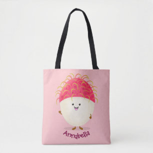 Tote Bag Illustration mignon du ramboutan rose