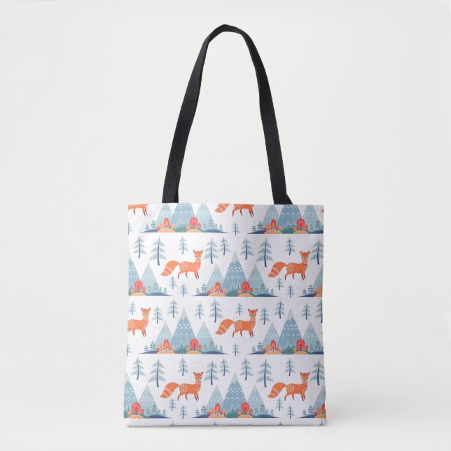 Tote Bag Illustration mignonne de motif de Fox et de (Devant)