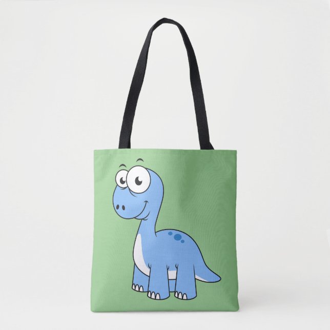Tote Bag Illustration Mignonne D'Un Brontosaurus. (Devant)