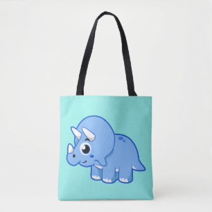Tote Bag Illustration Mignonne D'Un Dinosaure Tricératops.