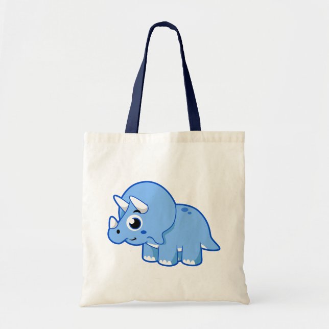 Tote Bag Illustration Mignonne D'Un Dinosaure Tricératops. (Devant)