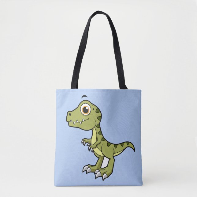 Tote Bag Illustration Mignonne D'Un Rex Tyrannosaurus. (Devant)