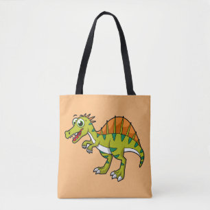 Tote Bag Illustration Mignonne D'Un Spinosaure Souriant.