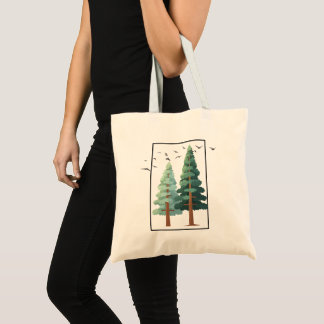 Tote Bag Illustration minimaliste d'arbres de forêt de pins