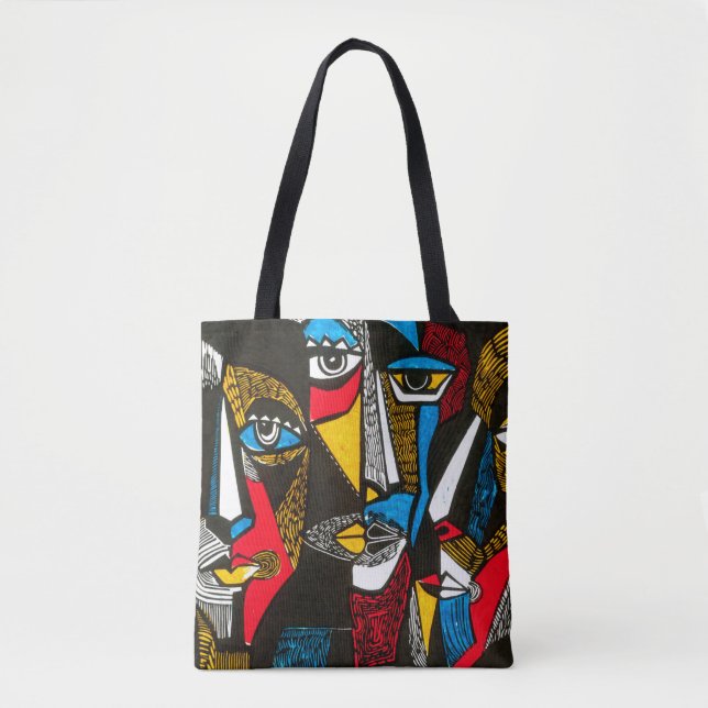 Tote Bag Illustration moderne en style linocut. Colo surréa (Devant)